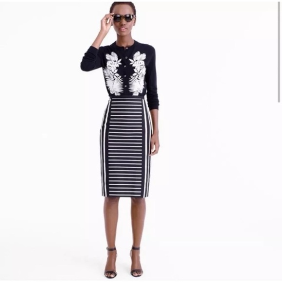 Jcrew pencil Black and White Striped Skirt - Picture 1 of 4